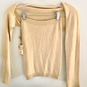 Two-piece Italian Fine Knit Shrug and Tube Top Sweater Set